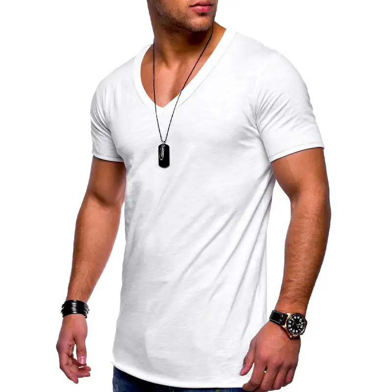 Men's V-Neck T-Shirt Fine Jersey With Slim Silhouette And Flat Seams