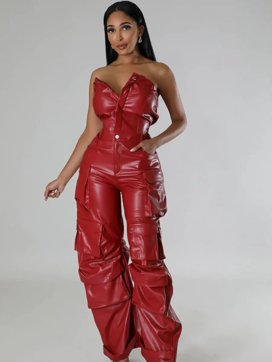 Astrid Faux Leather Jumpsuit