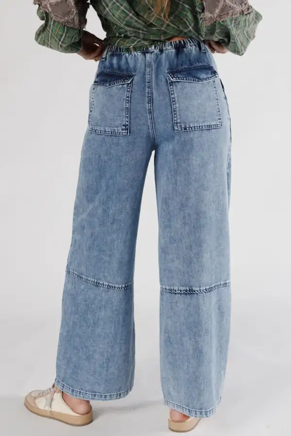 High Waist Seam Detail Denim Jeans