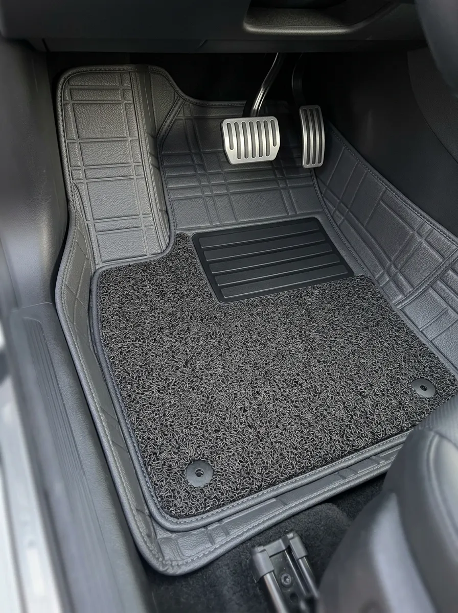 All-Weather Grid Pattern Textured Surface Car Floor Mat
