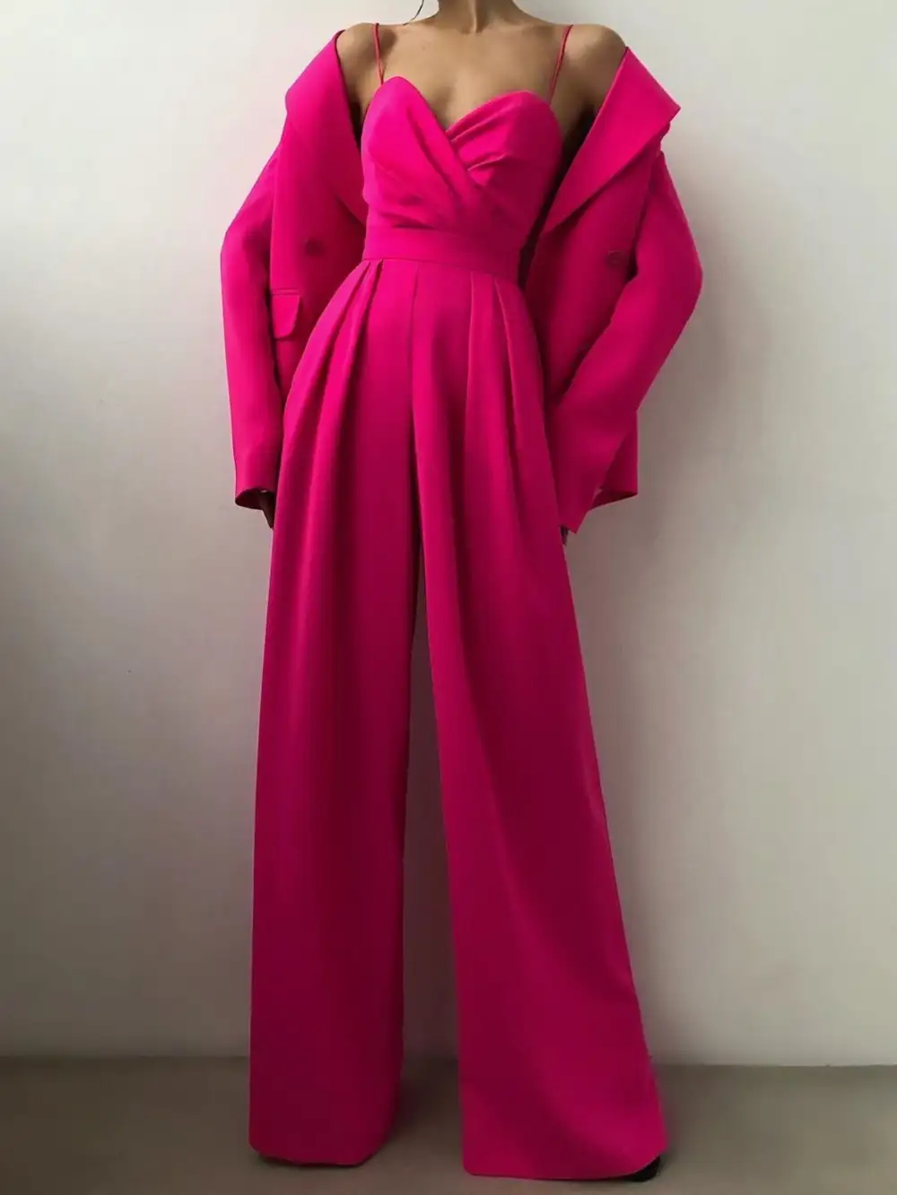 Plus Size Spaghetti Strap Wide Leg Accessory