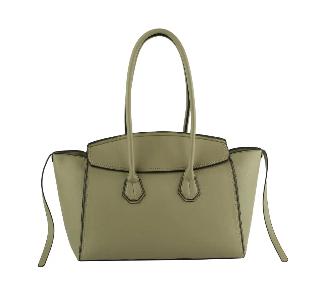 Structured Detail Pocketed Faux Leather Tote Bag