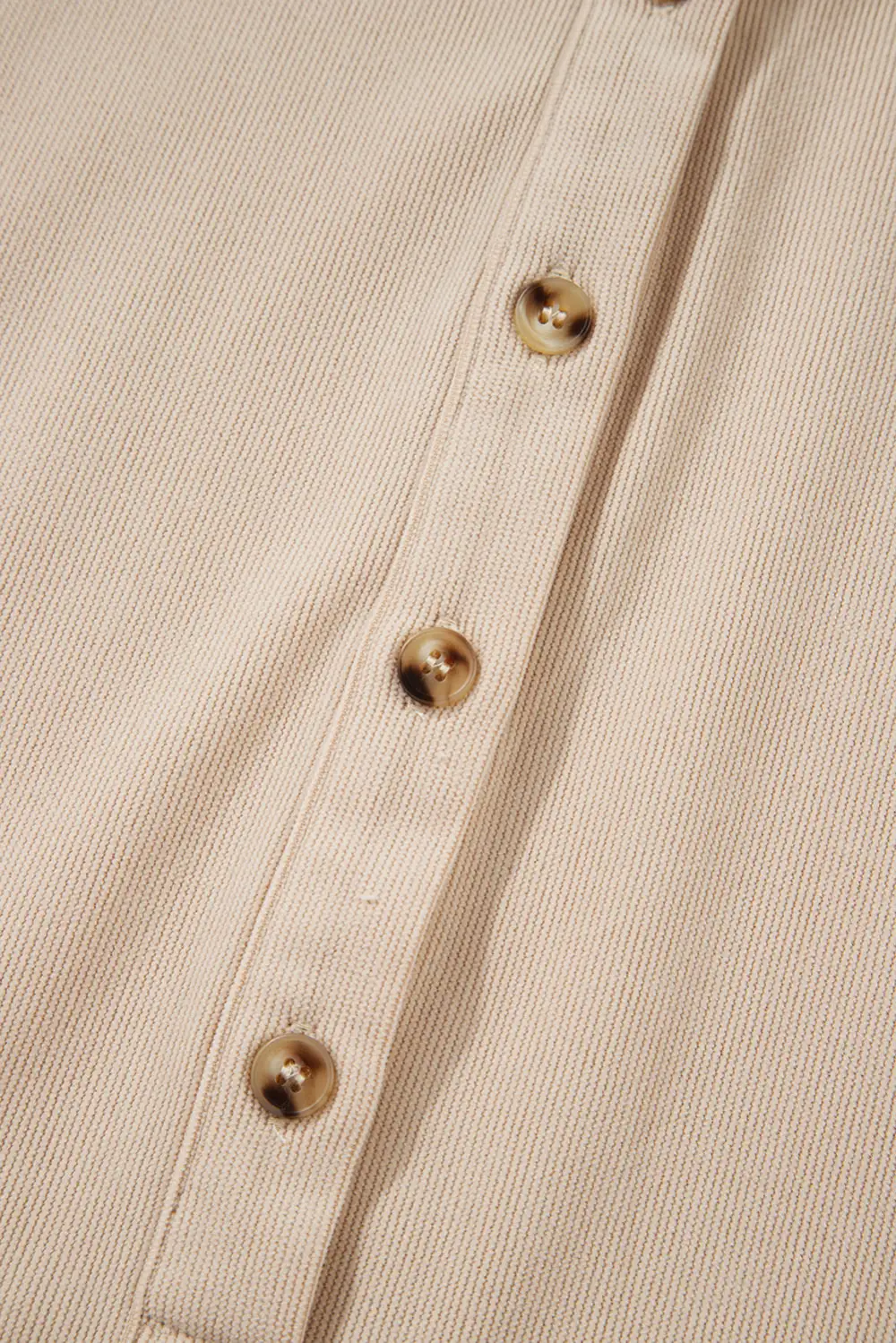 Lightweight Feel Corduroy Half Button Long Sleeve Mini Dress