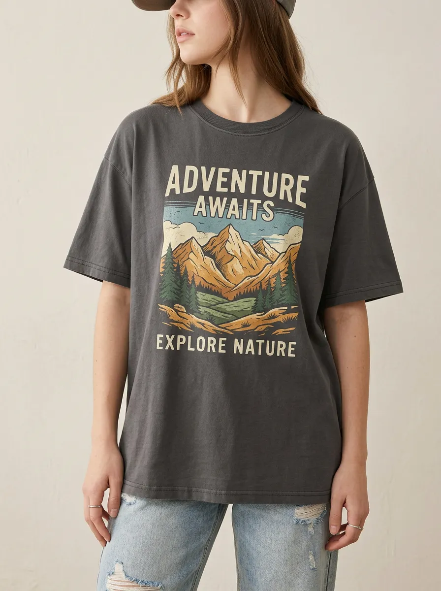 Women's Woodland Mountain Adventure Printed T-Shirt