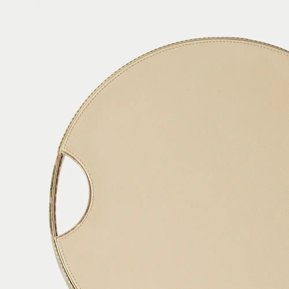 Green Round Faux Leather Tray
