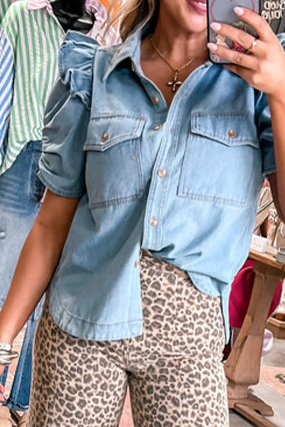 Ruffled Puff Sleeve Shirt Blouse