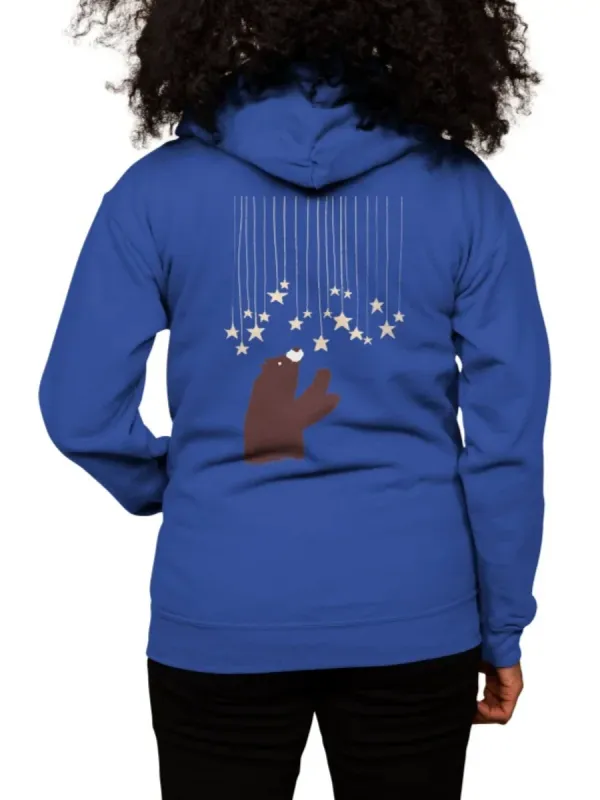 Star and Bear Print Hoodie
