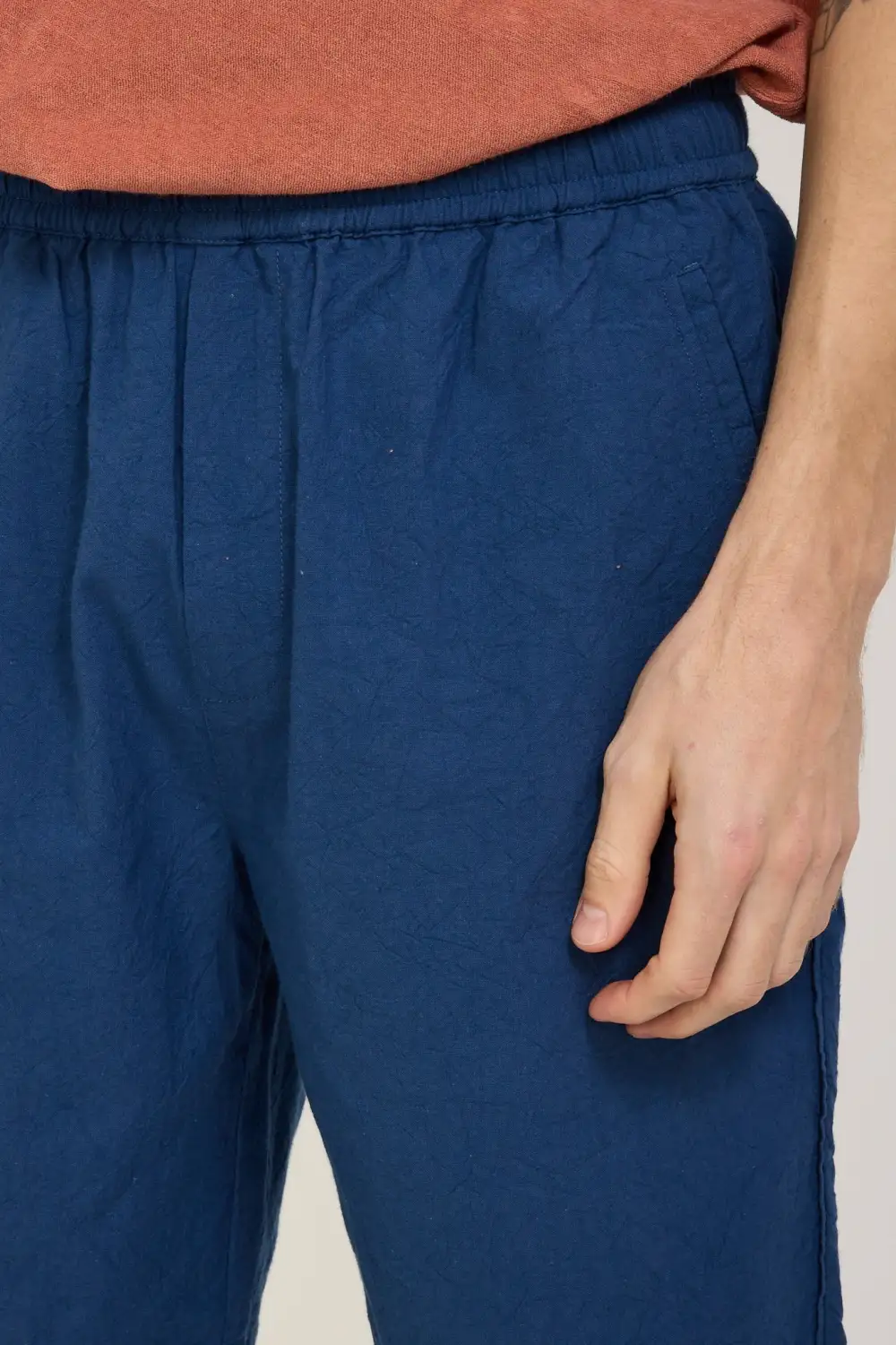 Coral Top Matching Blue Short Pants