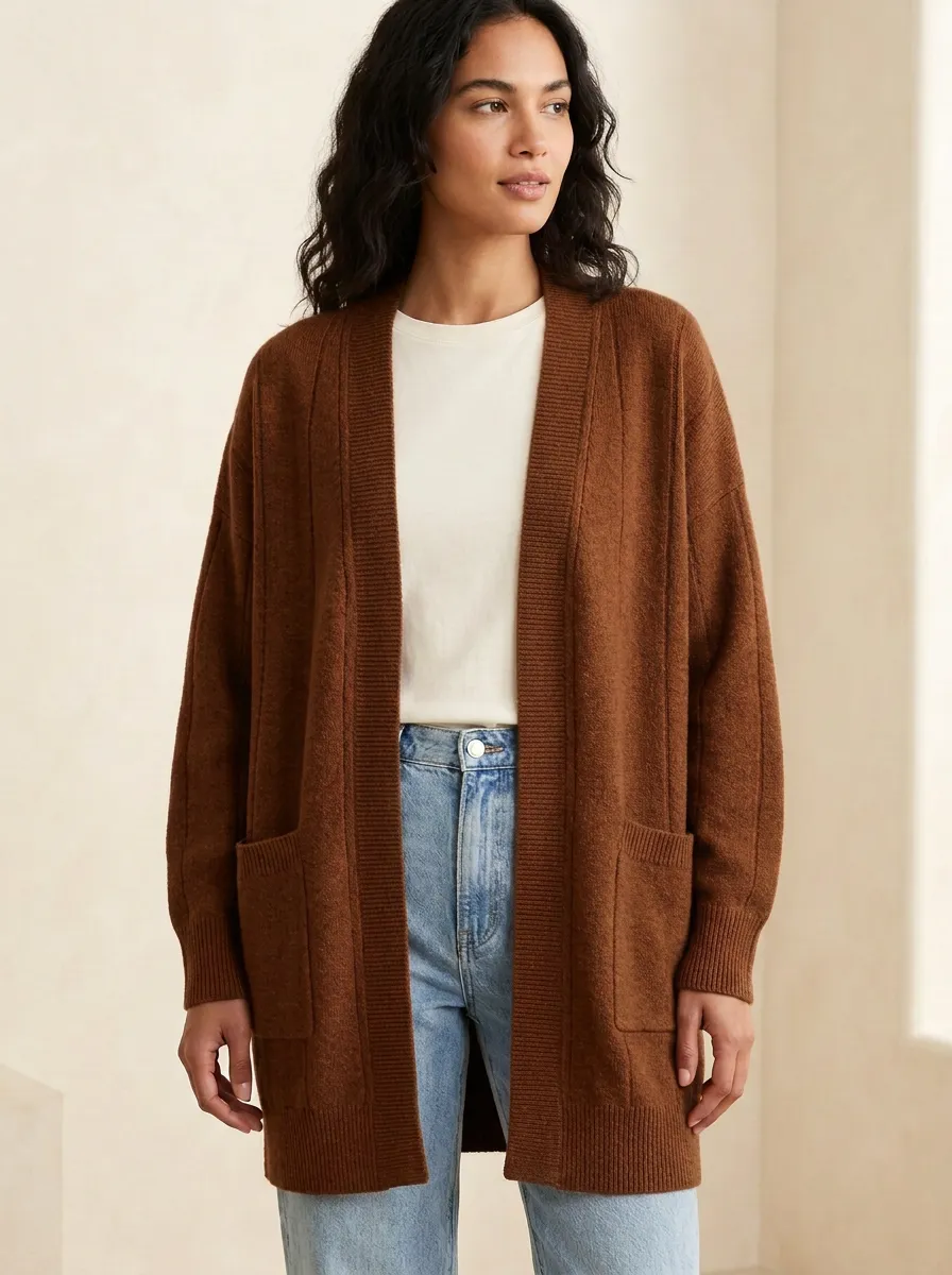 Soft Ribbed-Knit Knit Cardigan