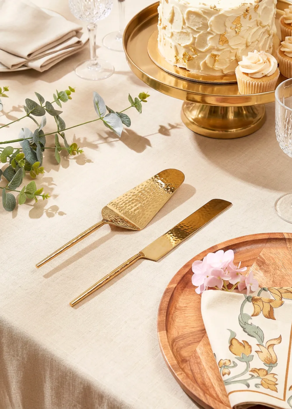 Artisan Hammered Cake Knife And Server
