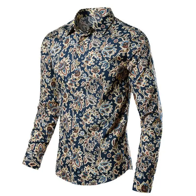 Men's Narrow-cut Floral Shirt With Classic Collar And Full Button Placket