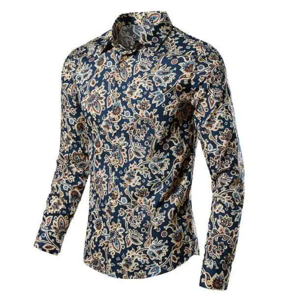 Men's Narrow-cut Floral Shirt With Classic Collar And Full Button Placket