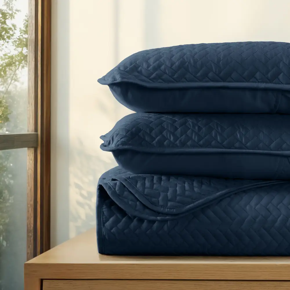 Herringbone Quilted Coverlet Set