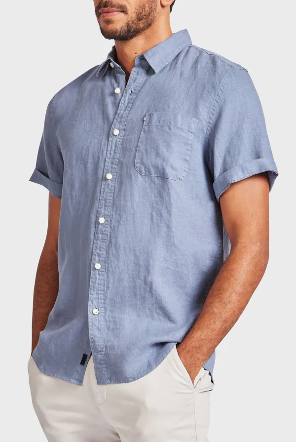 Linen SS Shirt-Dutch blue