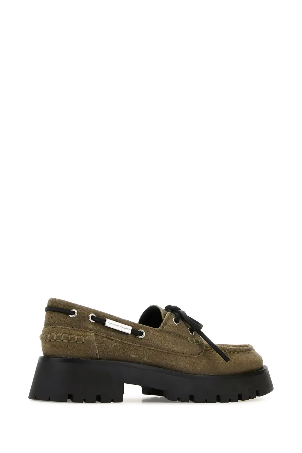 Lace Detail Lug Sole Suede Loafers