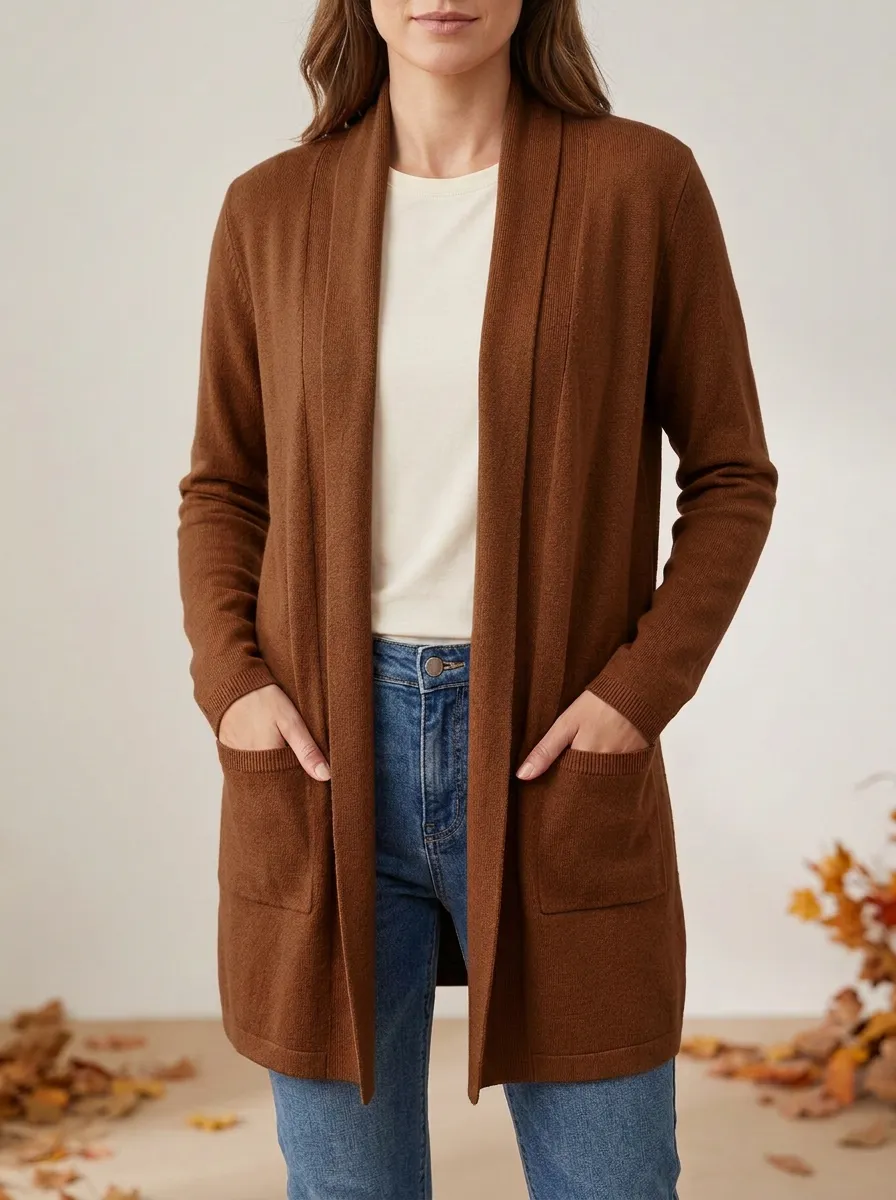 Comfort Open-Front Knit Cardigan