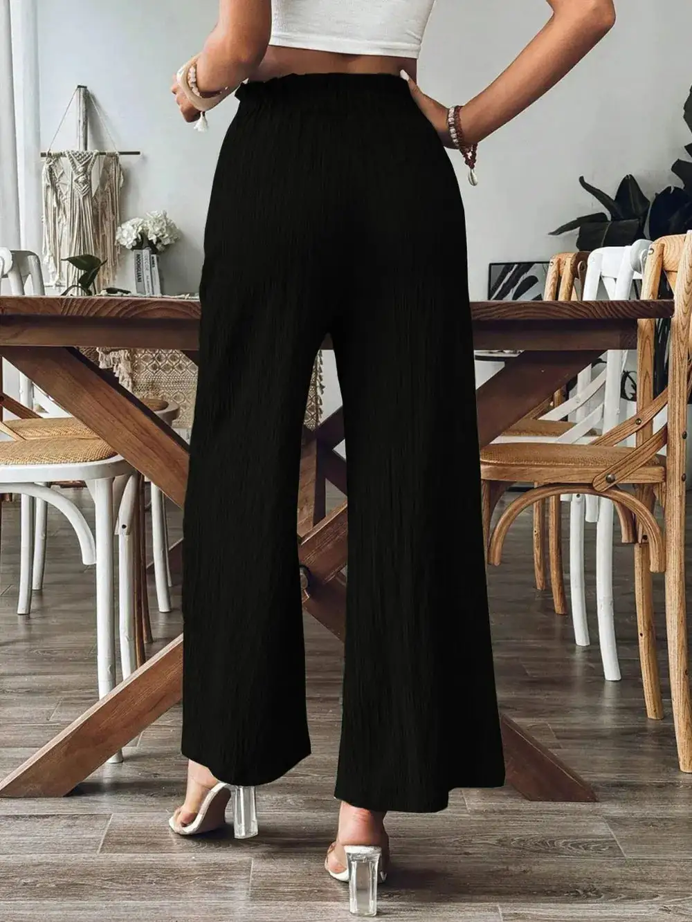 Wide Leg Pocket Detail Pants
