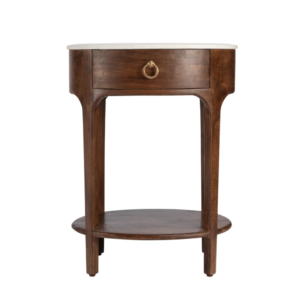 Marble Top Drawer Storage Nightstand