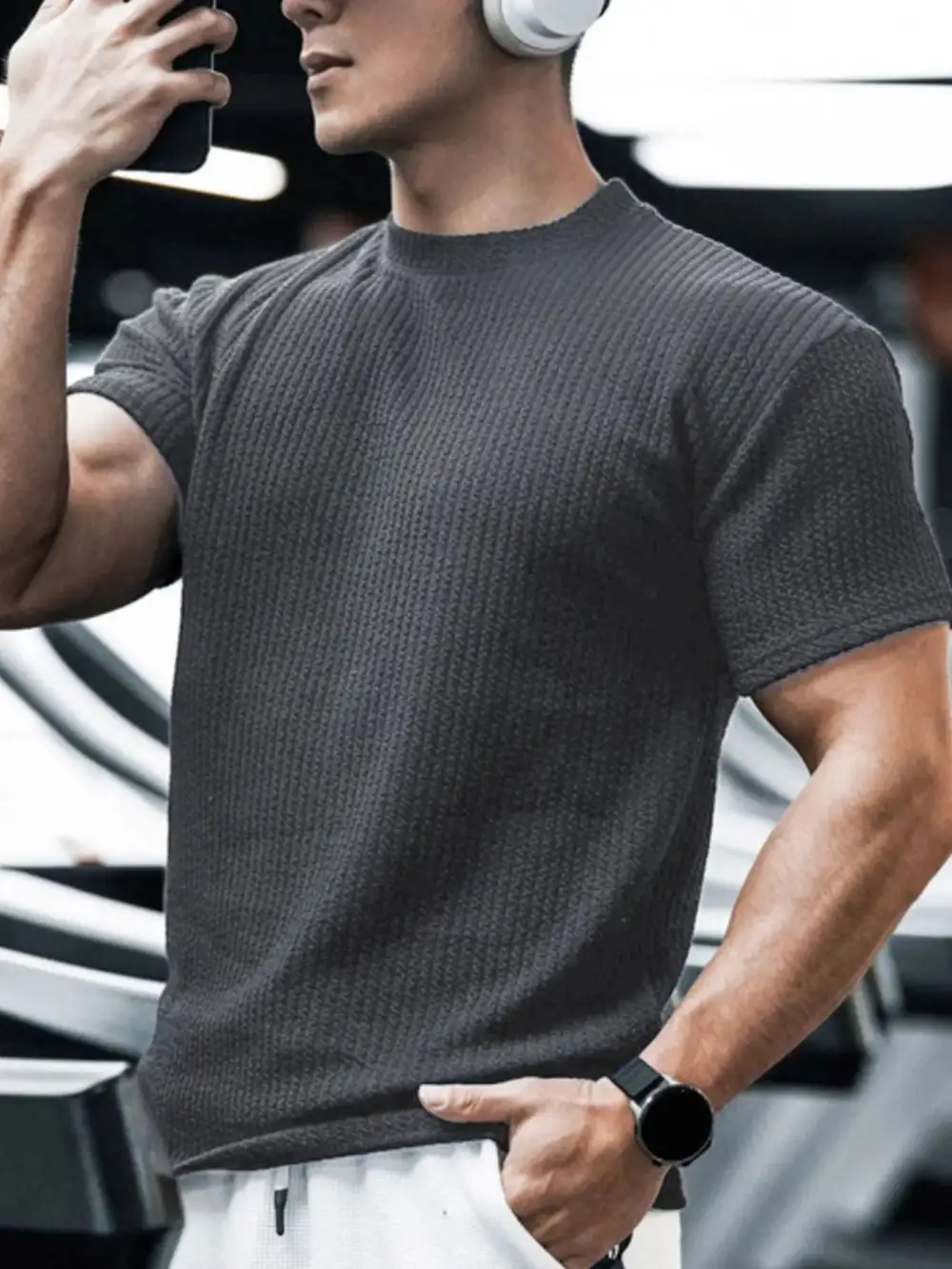Woven Short Sleeve Crew Neck Tee