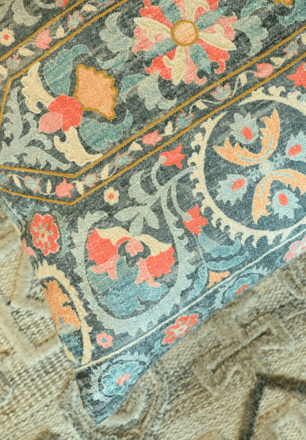 Printed Medallion Textured Decorative Cushion Cover