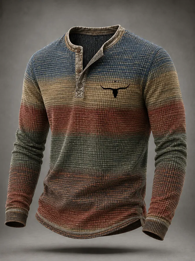 Men'S Gradient Printed Waffle Top