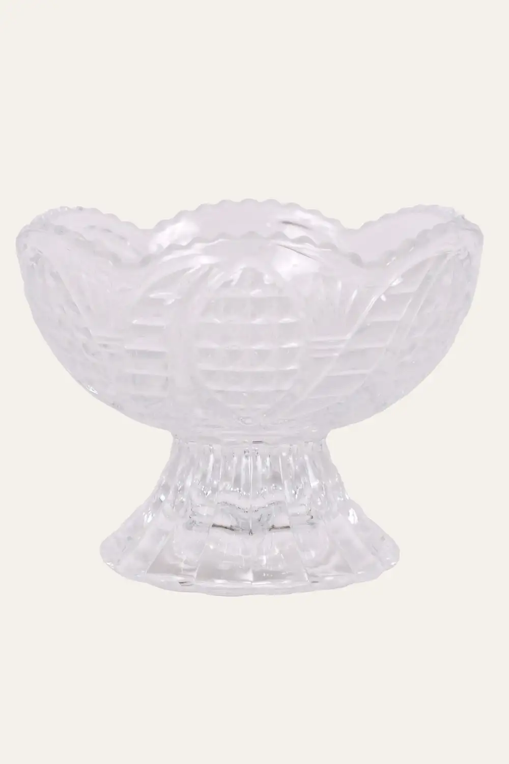 Fluted Pedestal Glass Serving Bowl