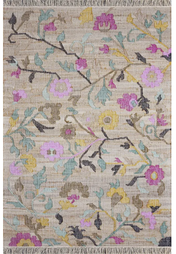 Handwoven Floral Textured Jute Natural Fiber Area Rug