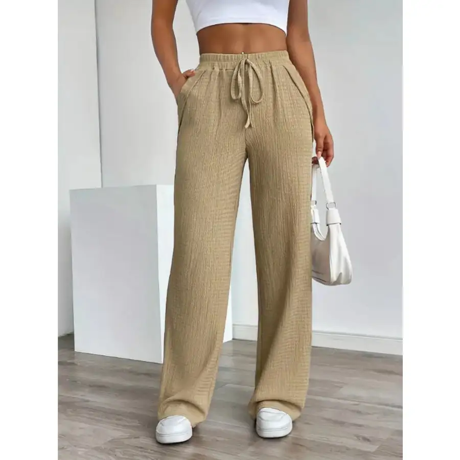 Texture Wide Leg Pants