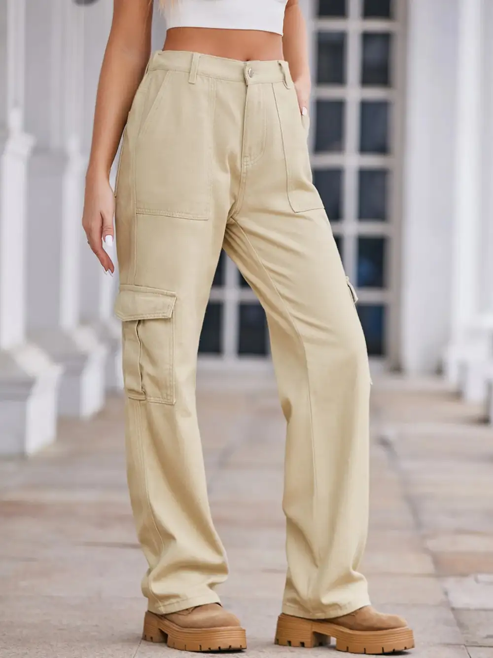 High Waist Cargo Jeans