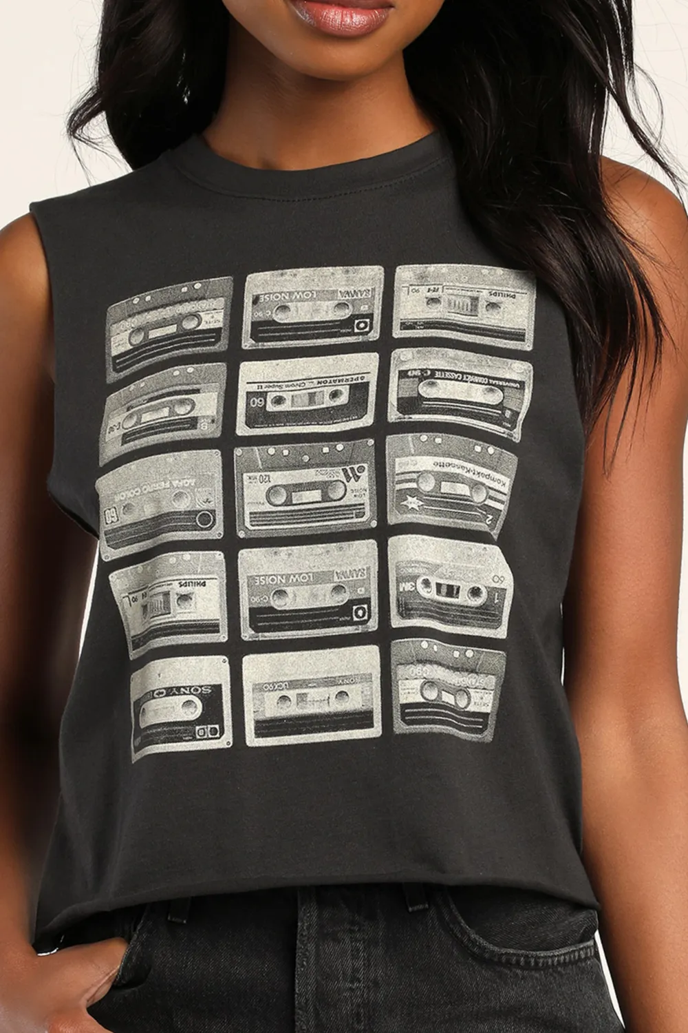 Casual Style Cropped Graphic Muscle Tank Top