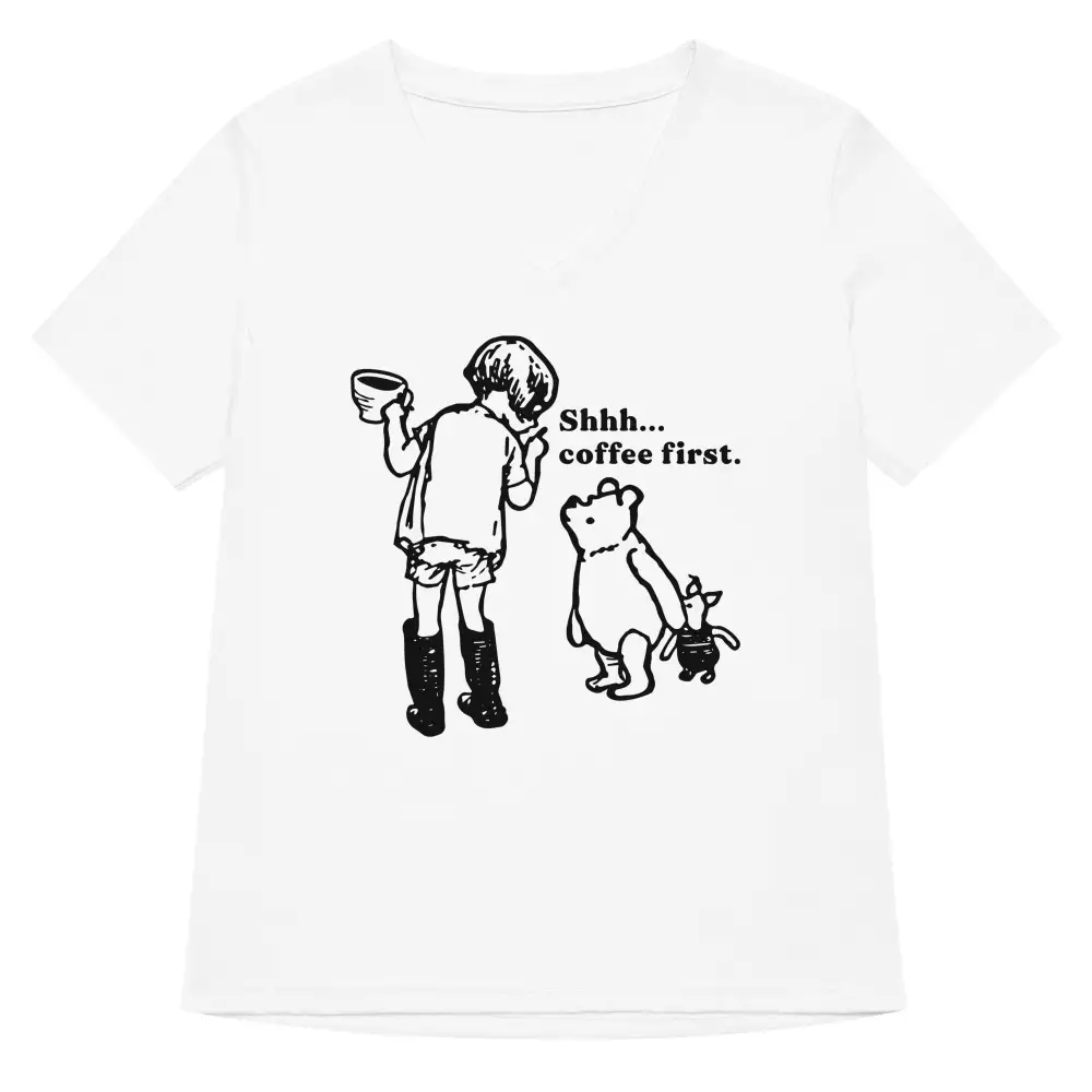 Coffee First V Neck Tee
