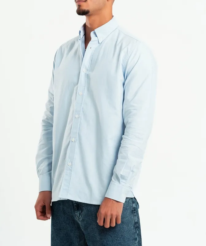 Sky Blue Structured Button Front Shirt