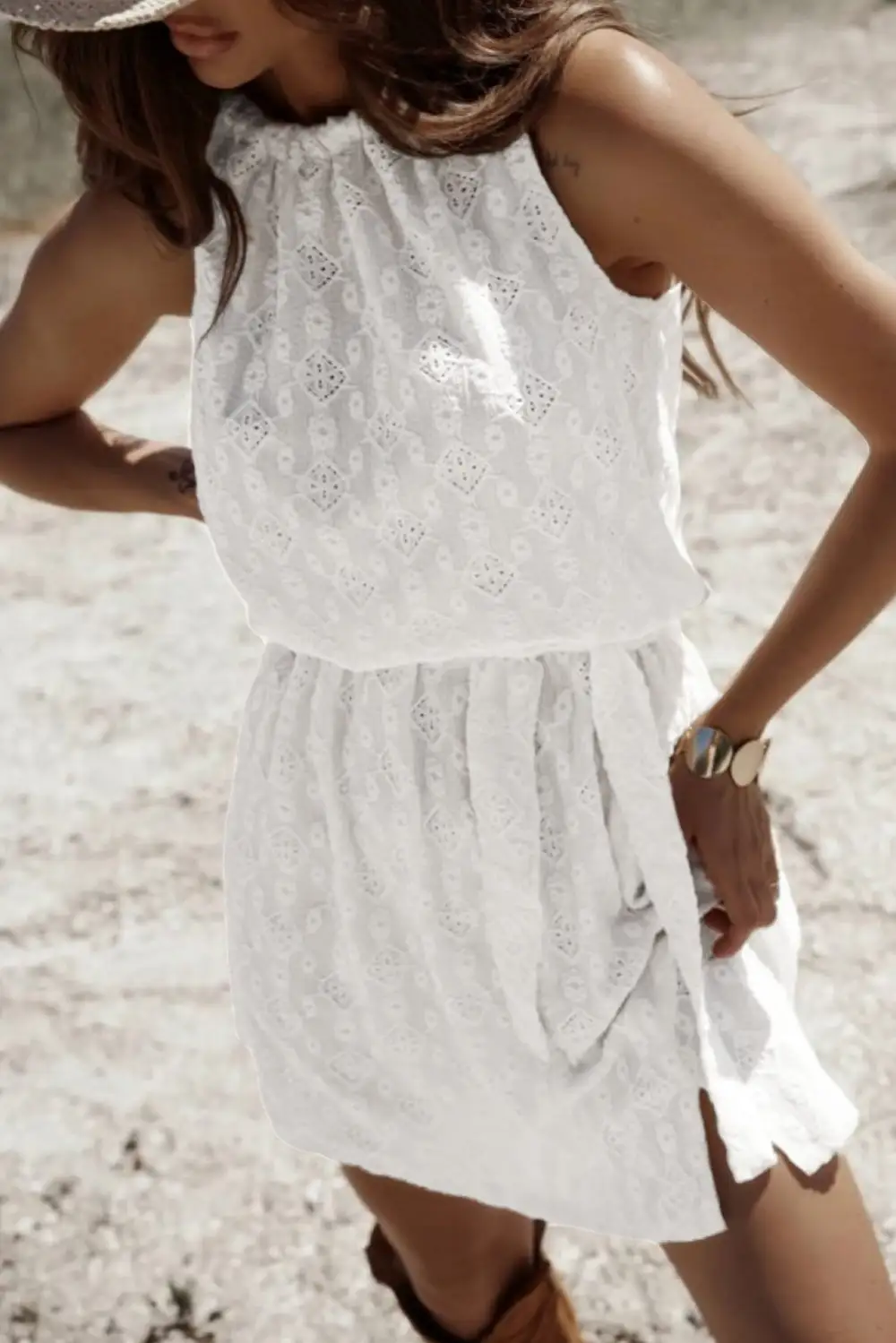 Lace Detail Tie Detail Cutout Detail Mini Dress