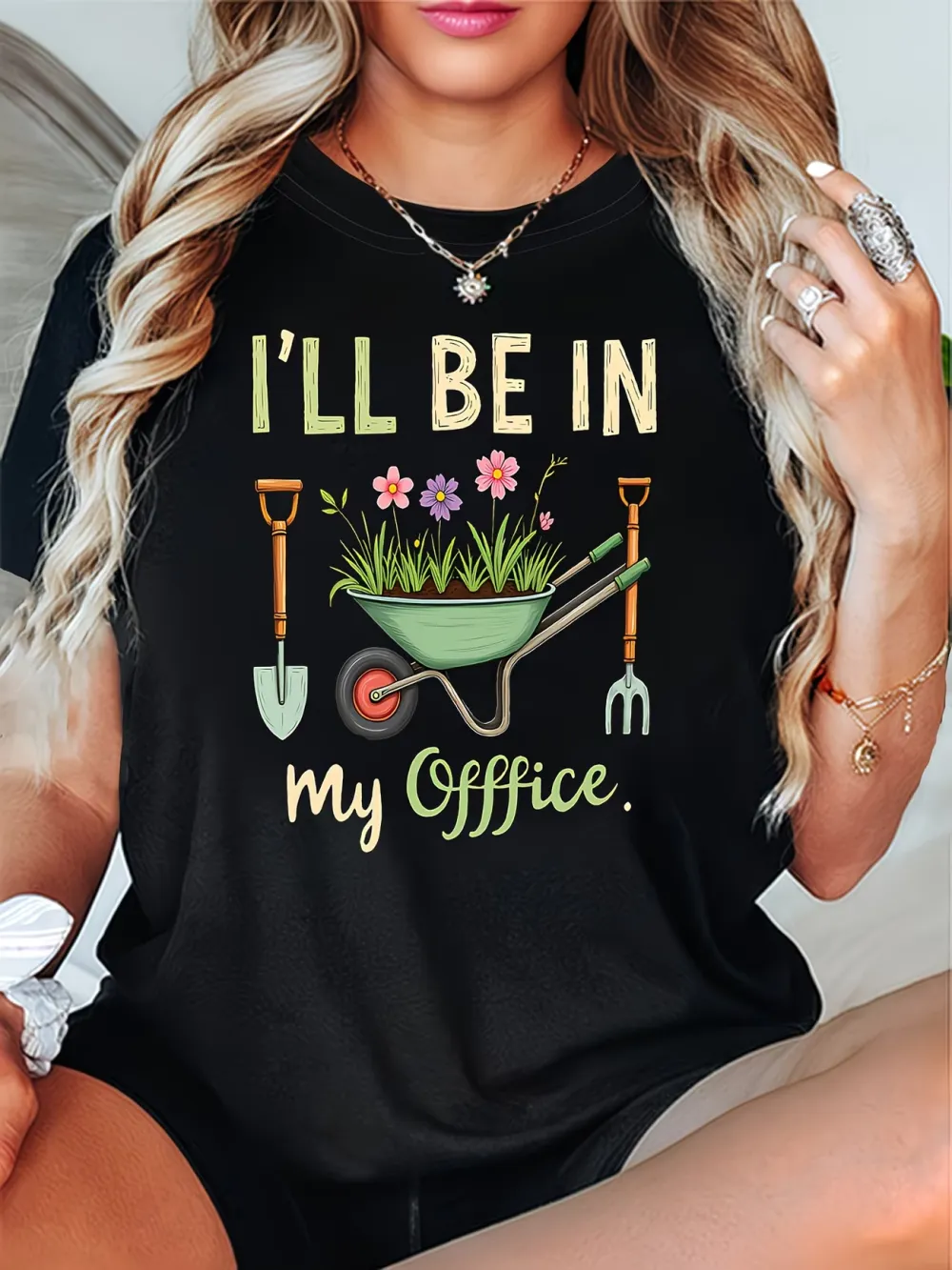 Gardening Printed Shot Sleeve T-Shirt