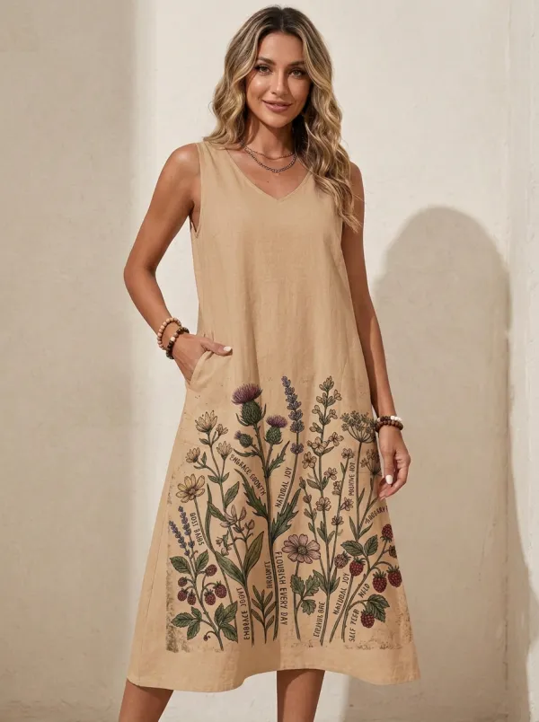 Botanical Nature Lover Wildflower Sleeveless Dress