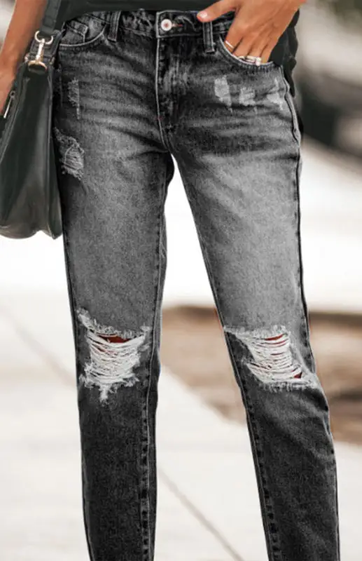 Anna Distressed Ripped Denim Jeans