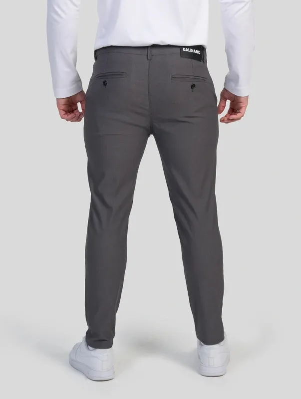 Grey Slim Fit Stretch Pants