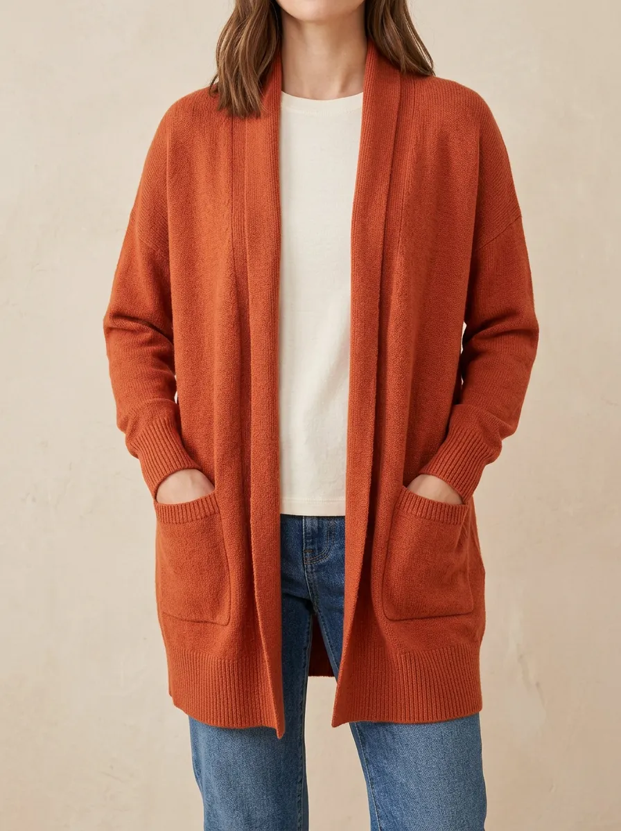 Utility Open-Front Knit Cardigan