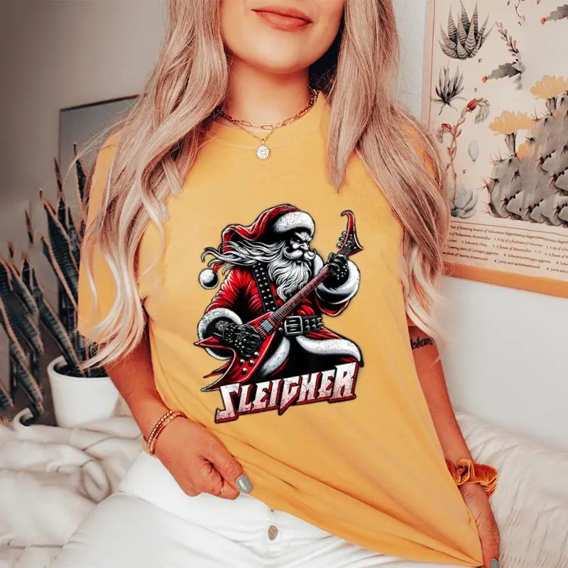 Sleigher Hail Santa Heavy Metal Christmas For & Women Women's Oversized Comfort T-Shirt