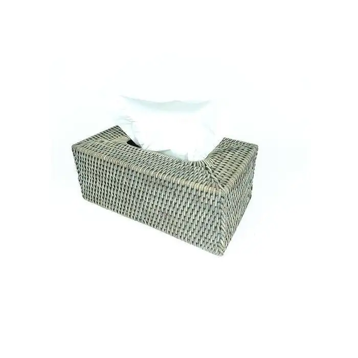 Gray Rattan Tissue Storage Cover