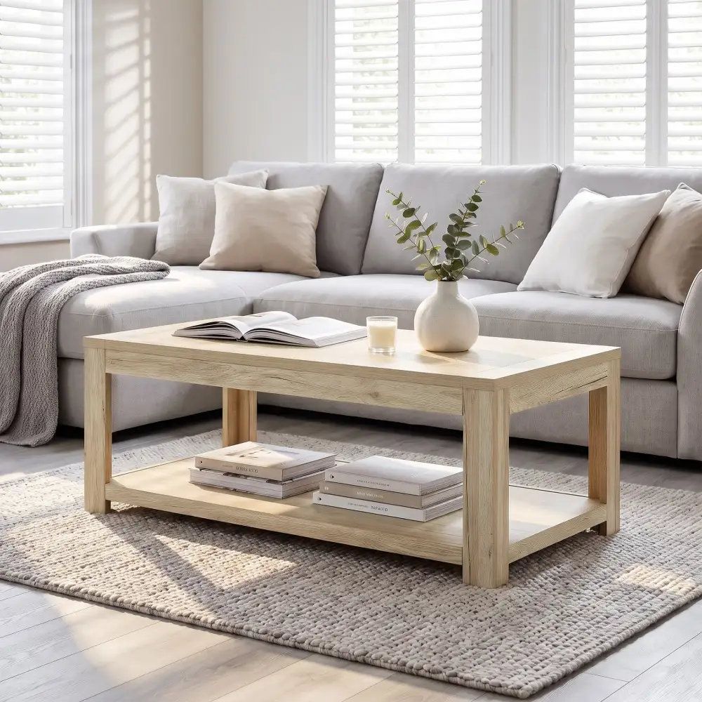 Rustic Storage Shelf Coffee Table