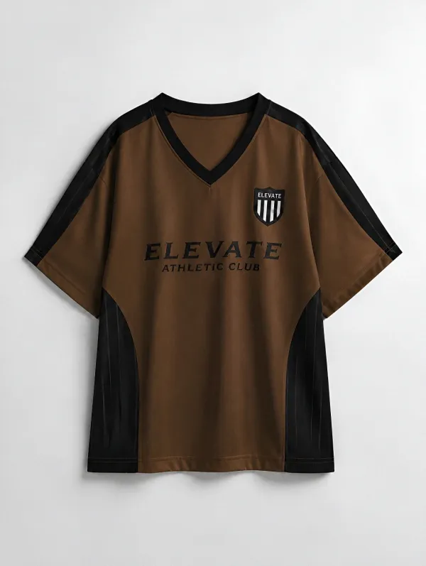 Unisex Elevate Athletic Club Logo Printed V-Neck Jersey Shirt