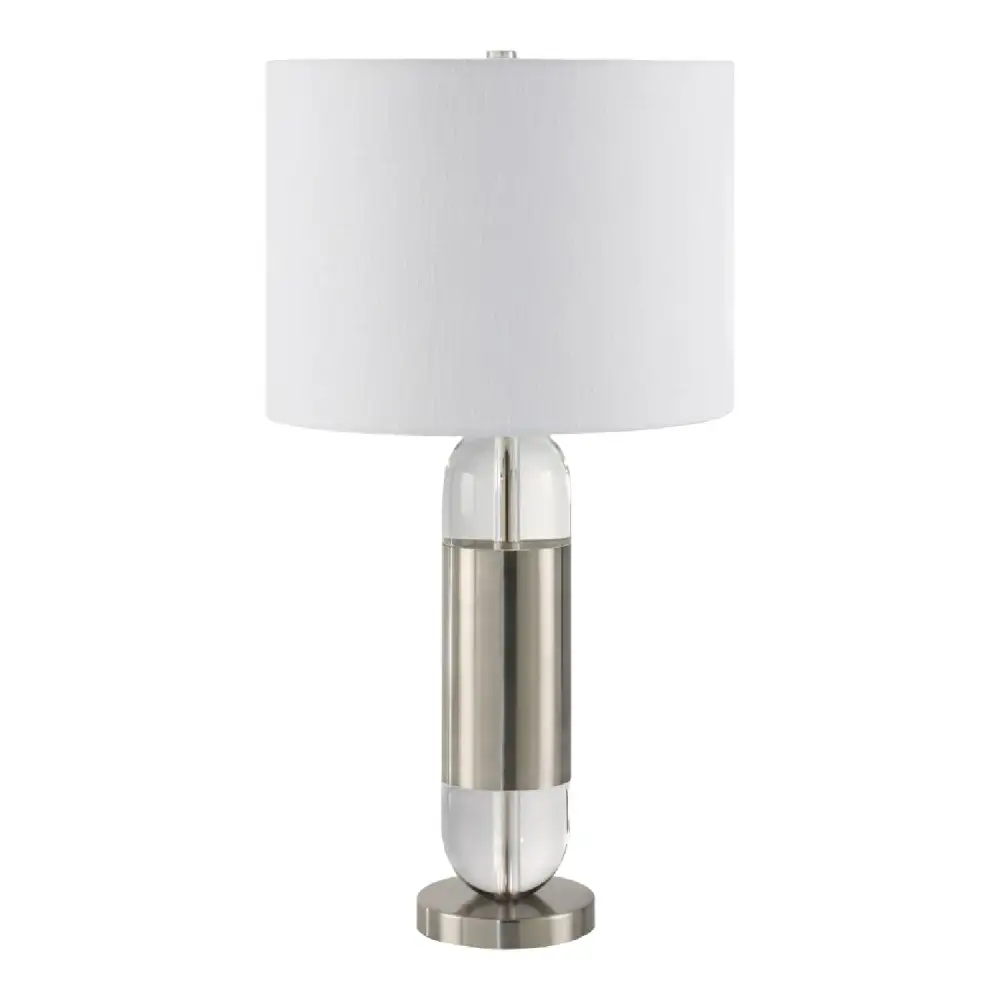 Linen Shade Glass Crystal Metal Table Lamp