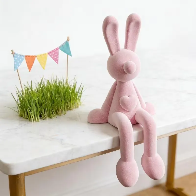 Flocked Bunny Figurine