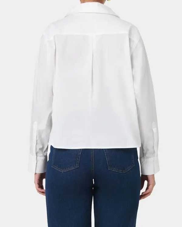 Cotton Blend Pleated Crop Shirts