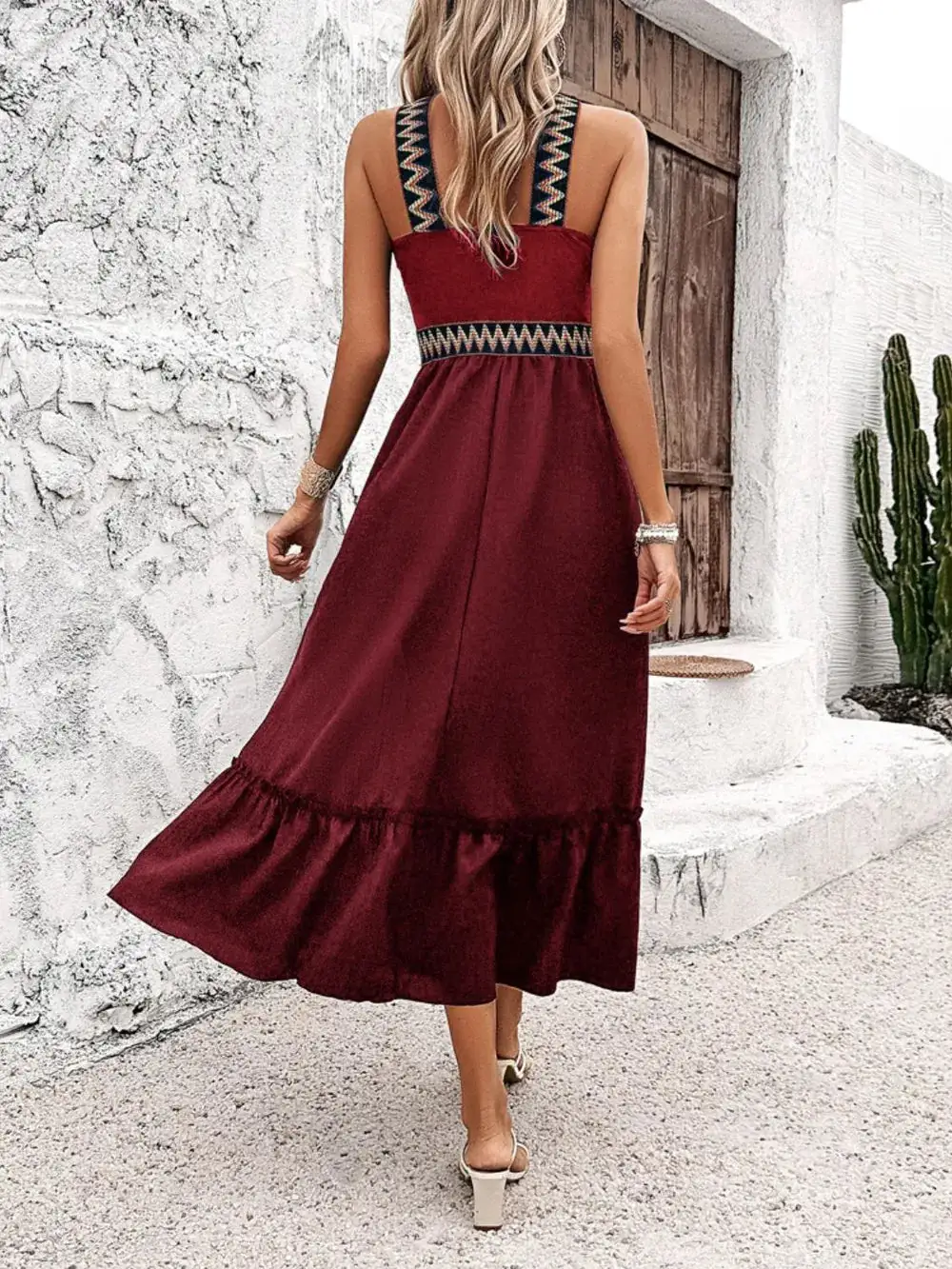 Everyday Ruffle Trim Midi Dress