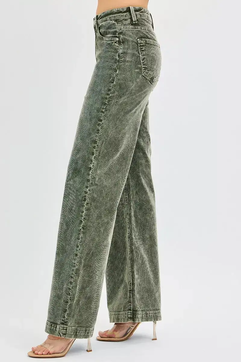 Full Size High Rise Wide Leg Corduroy Jeans Plus Size