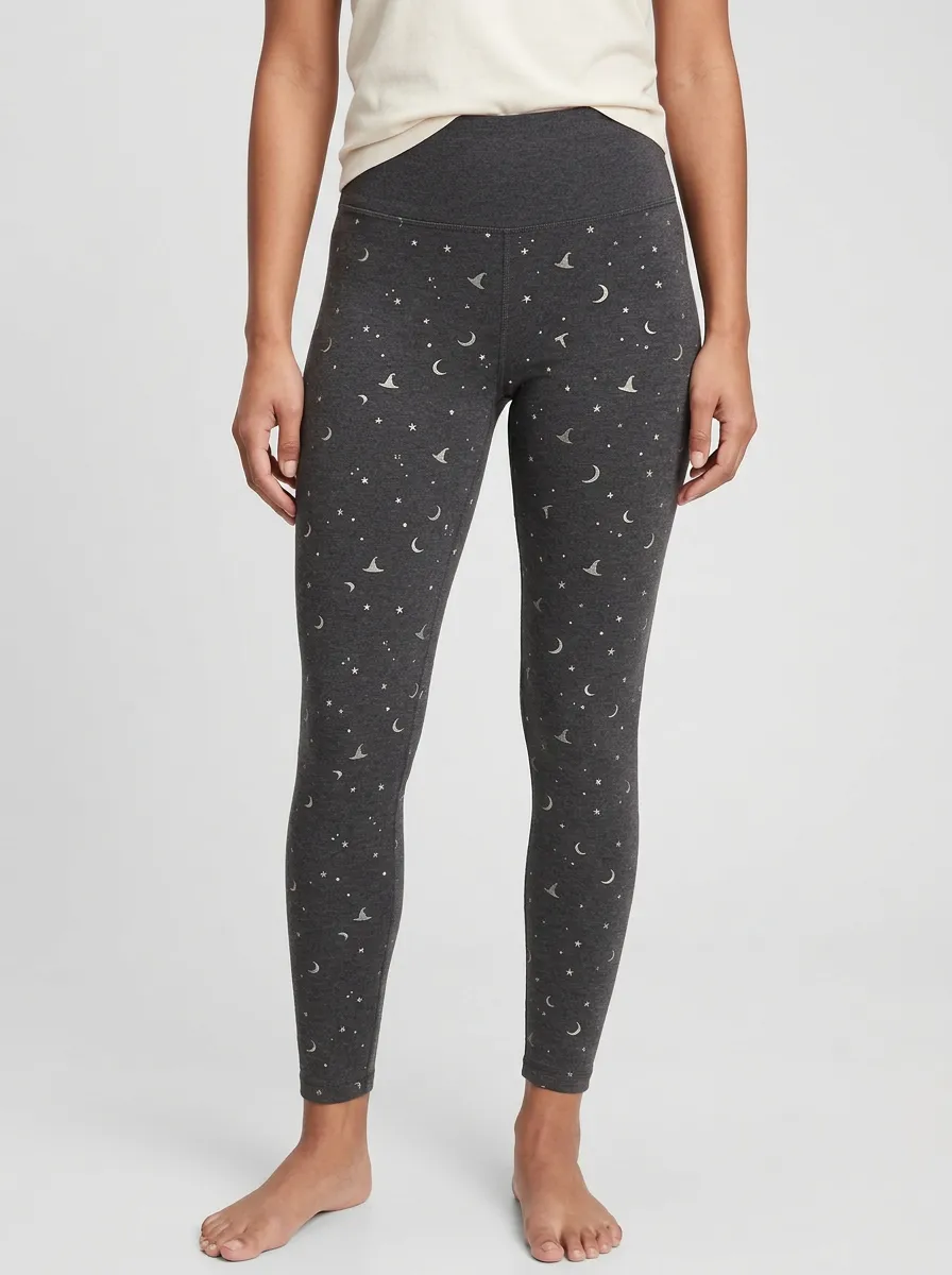 Women's Halloween Witch Hat Moon Star Leggings