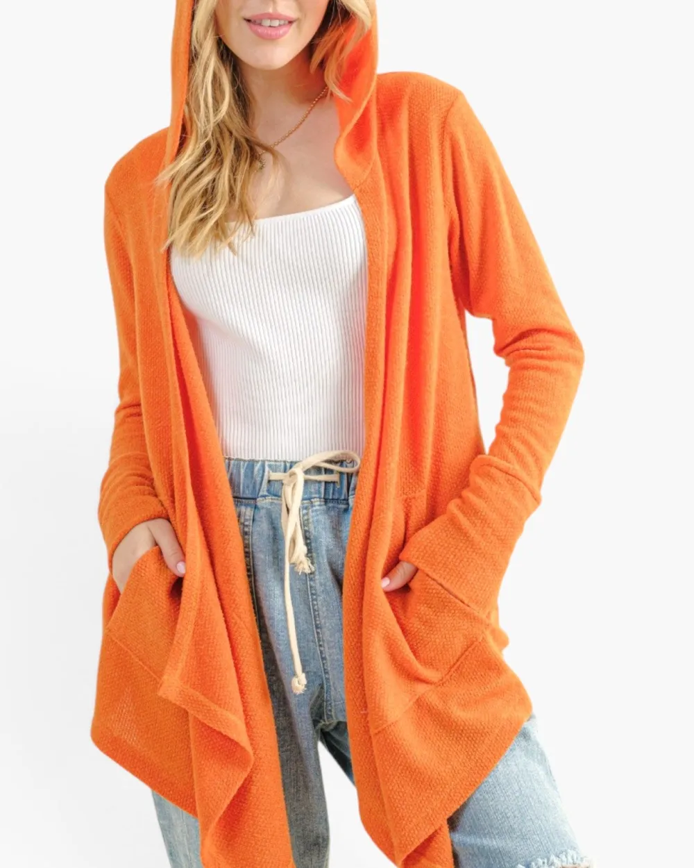 Hooded Open-Front Cardigan