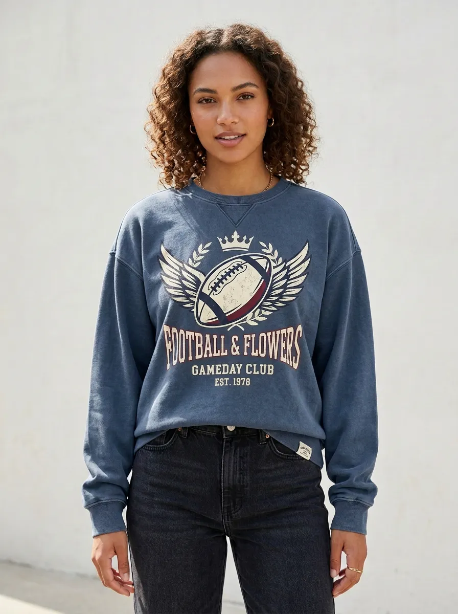 Women's Football Lover Winged Ball Flowers Printed Sweatshirt